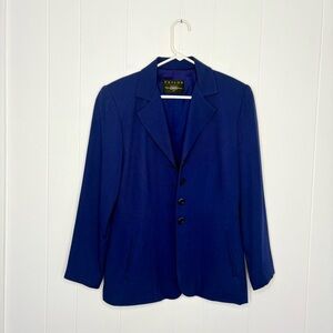 Tailor B. Moss Blazer Dark Blue Women’s Size 4 Made in USA VINTAGE Rayon Wool